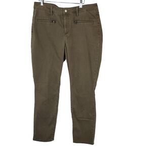 NYDJ Lift & Tuck Womens 14 Green Straight Leg Zipper Pockets High Rise Pants